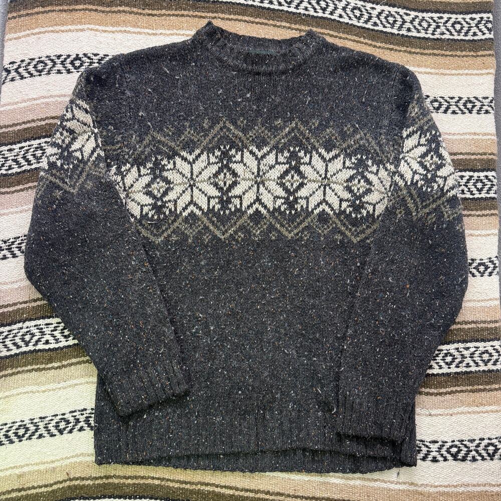Men's Vintage 90's Hill & Archer Gray Wool Icelandic Pullover Sweater Sz Large T